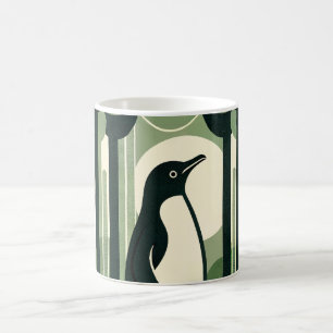 Beige Taupe Geometrie Retro 70er Pinguin Forest Kaffeetasse