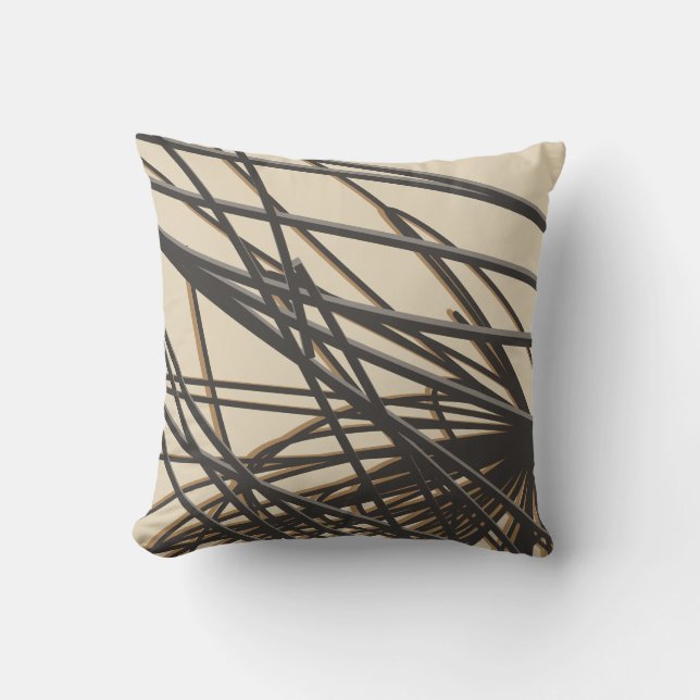 Beige Taupe & Gray Moderne Stilvoll Abstrakt Kissen (Vorderseite)