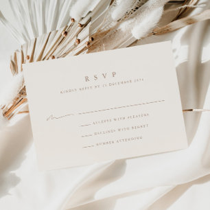 Beige & Taupe Moderne Minimalistische Hochzeitskar RSVP Karte