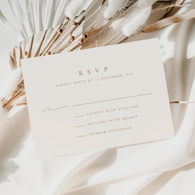 Beige & Taupe Moderne Minimalistische Hochzeitskar RSVP Karte (Von Creator hochgeladen)