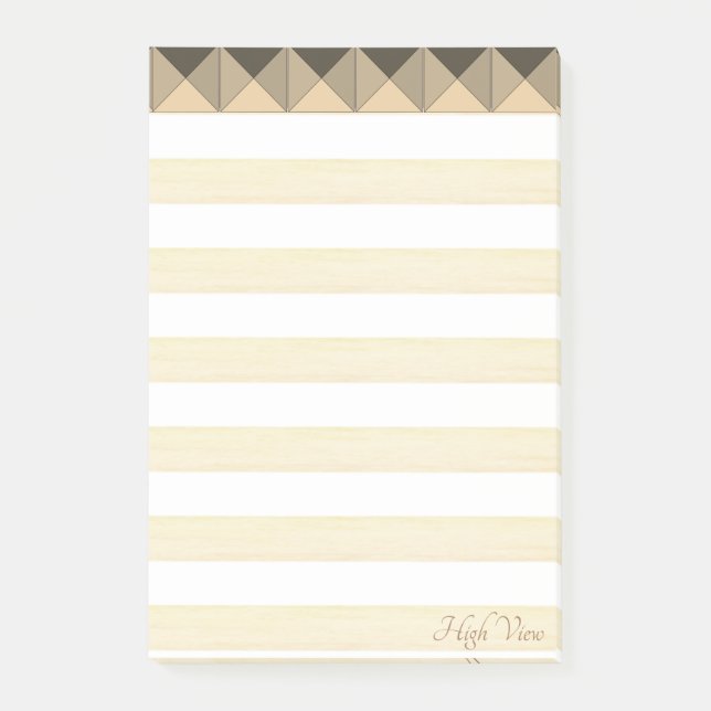 Beige Taupe Pyramide Formen & Streifen Post-it Klebezettel (Vorderseite)