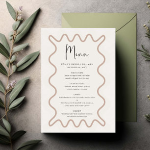 Beige Taupe Wavy Border Menükarte