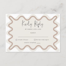 Beige Taupe Wavy Border RSVP Card