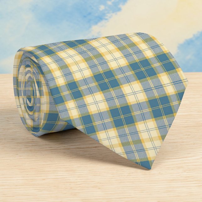 Beige & Teal Plaid Pattern Necktie Tie Krawatte (Von Creator hochgeladen)