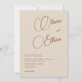 Beige Terracotta Minimalistische Hochzeit Einladun Einladung