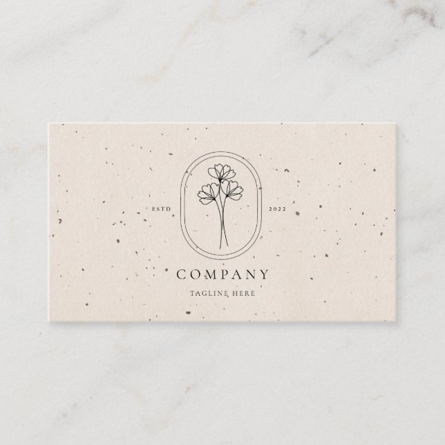 Beige Textured Business Card für Florist Visitenkarte (Vorderseite)