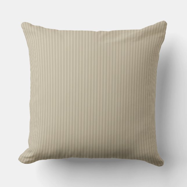 Beige Ticking Stripe Kissen (Vorderseite)