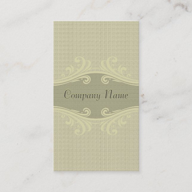 Beige Tone Natural Linen Textur & Wirbel Visitenkarte (Vorderseite)