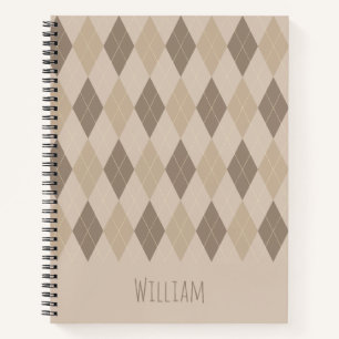Beige Tones-Raute-Muster-Notebook Notizbuch