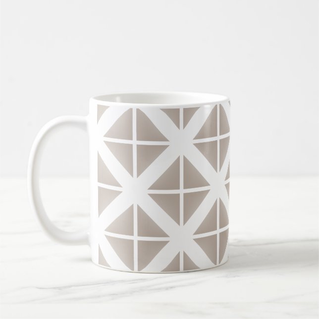Beige Trendy Triangle Pattern Kaffeetasse (Links)