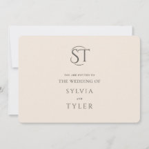 Beige Typografie Wappen Monogram Wedding
