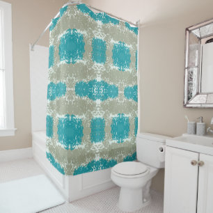 Beige und Aquamarine Badedusche Duschvorhang