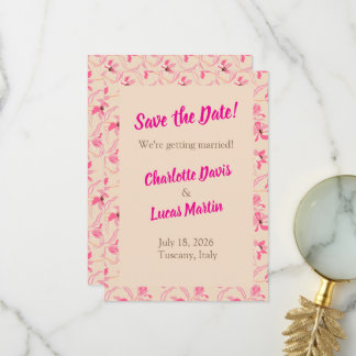 Beige- und Blush-Pink-Blumen-Save-the-Date-Karte Dankeskarte