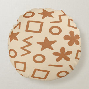 Beige und braune abstrakte Design-Rundkissen Rundes Kissen