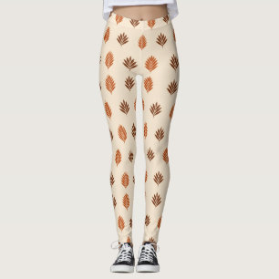 Beige und braune Blätter  Leggings