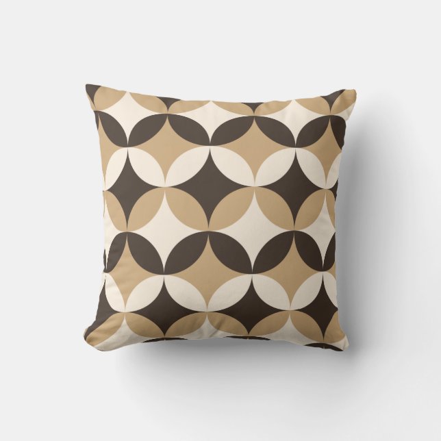 Beige und braune Kreise Kissen (Vorderseite)