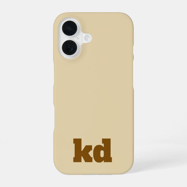 beige und braune Monogramm Initiale iPhone / iPad  16 Hülle (Rückseite)