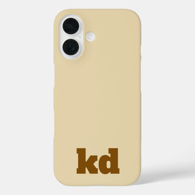 beige und braune Monogramm Initiale iPhone / iPad  16 Hülle (Rückseite)