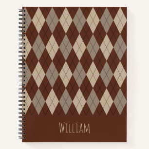 Beige und braune Raute-Muster für Notebooks Notizbuch