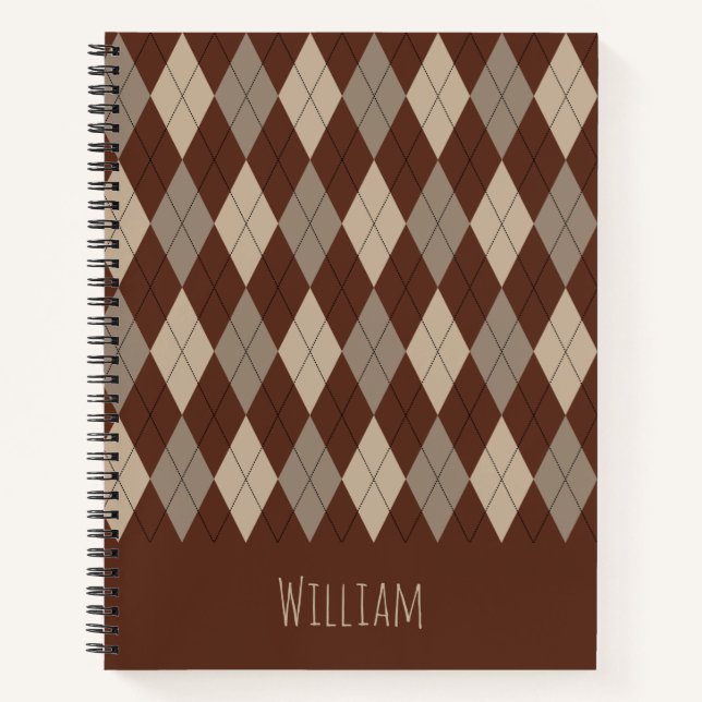 Beige und braune Raute-Muster für Notebooks Notizbuch (Vorderseite)