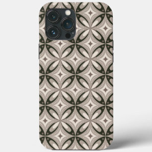 Beige und braune Retro-Kreisformen Case-Mate iPhone Hülle