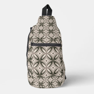 Beige und braune Retro-Kreisformen Crossbody Bag