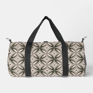 Beige und braune Retro-Kreisformen Duffle Bag