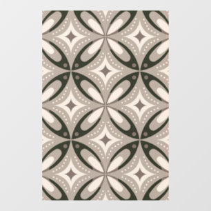 Beige- und braune Retro-Kreisformen Fensteraufkleber