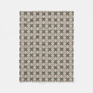 Beige und braune Retro-Kreisformen Fleecedecke