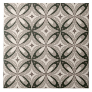 Beige und braune Retro-Kreisformen Fliese