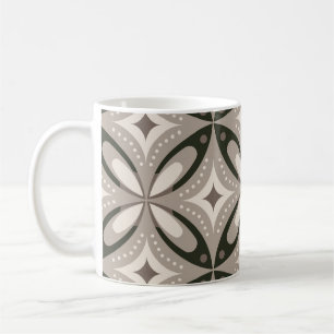Beige und braune Retro-Kreisformen Kaffeetasse