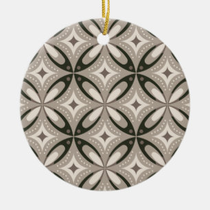 Beige und braune Retro-Kreisformen Keramik Ornament