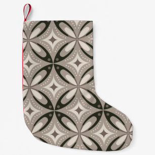 Beige und braune Retro-Kreisformen Kleiner Weihnachtsstrumpf
