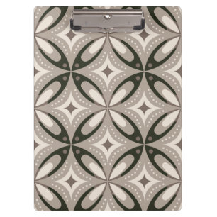 Beige und braune Retro-Kreisformen Klemmbrett