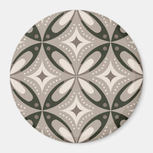 Beige und braune Retro-Kreisformen Magnet