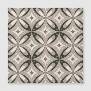 Beige und braune Retro-Kreisformen Magnetkarte