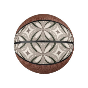Beige und braune Retro-Kreisformen Mini Basketball
