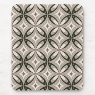 Beige und braune Retro-Kreisformen Mousepad