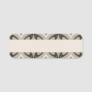 Beige und braune Retro-Kreisformen Namensschild