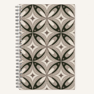 Beige und braune Retro-Kreisformen Notizbuch