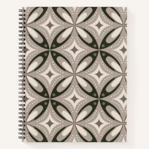 Beige und braune Retro-Kreisformen Notizbuch