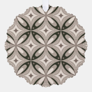 Beige und braune Retro-Kreisformen Ornament Karte
