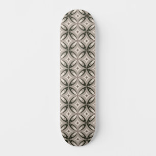 Beige und braune Retro-Kreisformen Skateboard