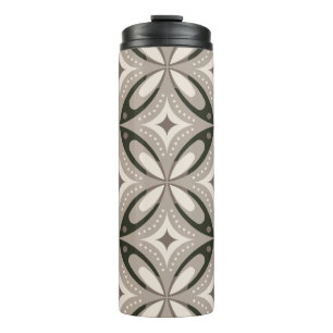 Beige und braune Retro-Kreisformen Thermosbecher