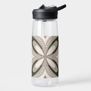 Beige und braune Retro-Kreisformen Trinkflasche