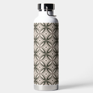 Beige und braune Retro-Kreisformen Trinkflasche