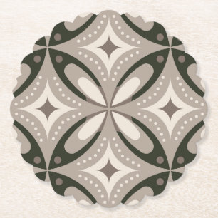 Beige und braune Retro-Kreisformen Untersetzer
