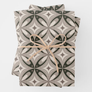 Beige und braune retro-kreisförmige Formen Geschenkpapier Set