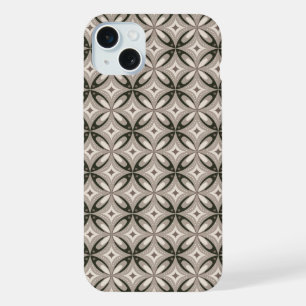 Beige- und braune retro-kreisförmige Formen iPhone 15 Plus Hülle