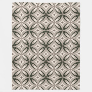 Beige und braune retro-runde Formen Fleecedecke